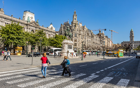 欧洲旅游城市波尔图城市街景背景图片