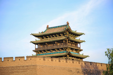 平遥古城南门城楼背景