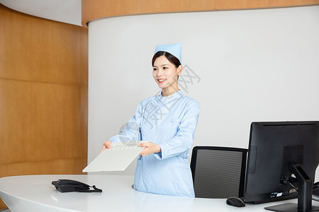医院前台女护士形象服务高清图片素材