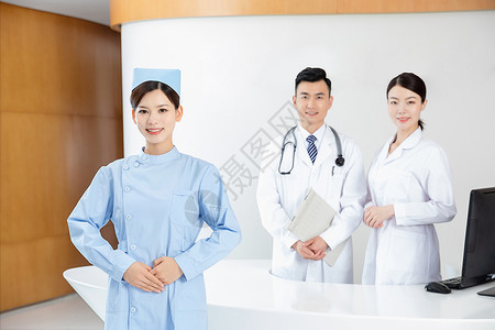 医院前台女护士形象人物高清图片素材