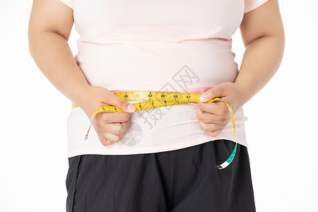 糖尿病筛查胖女生自己量尺背景