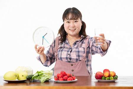 胖女生健康饮食高清图片