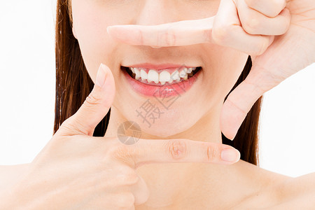 人工种植牙女性牙齿护理背景