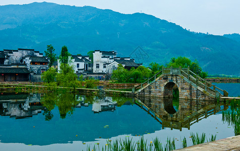 婉约江南水乡徽式建筑背景