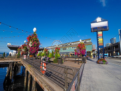 西雅图旅游美国西雅图渔人码头背景