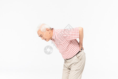 老年人腰痛弯曲格子素材高清图片