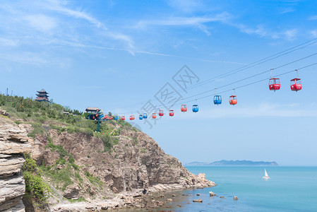 蓬莱阁海上索道背景图片