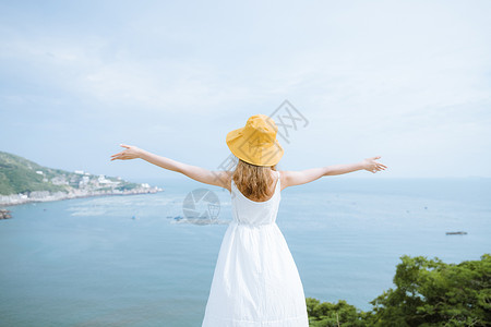 夏日海边清新美女背景