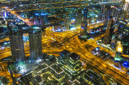 迪拜夜景城市夜景高清图片