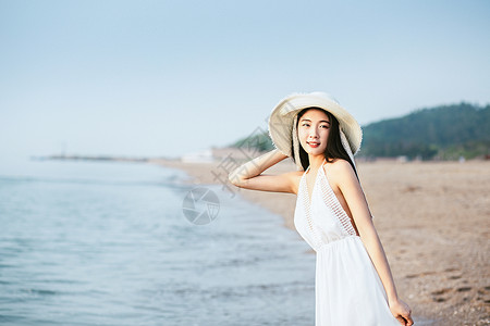 长筒女靴海边人像背景