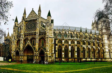 英国威斯敏斯特大教堂外景历史高清图片素材