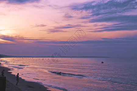 海浪之美越南美奈海边日落背景