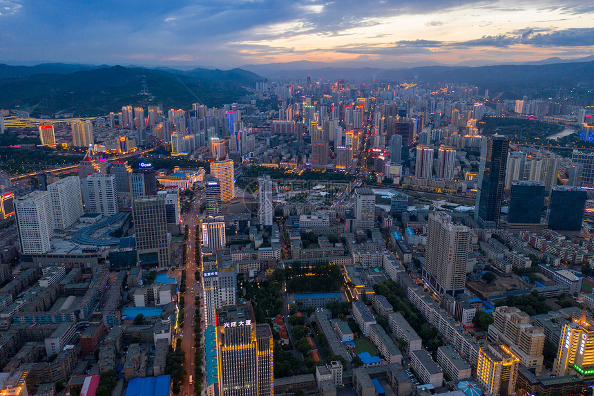 西宁市航拍夜景