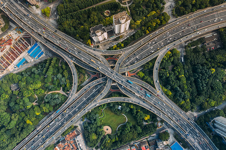 上海延安高架往陆家嘴交通运输高清图片素材