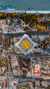上海白玉兰广场停机坪航拍俯视图建筑高清图片素材