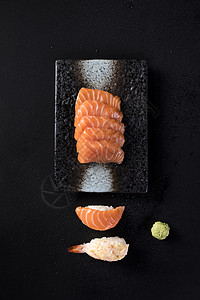日料三文鱼刺身寿司组合美食高清图片素材