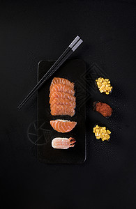 寿司刺身摆盘甜虾高清图片素材