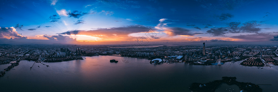 都市壁纸苏州火烧云金鸡湖全景背景