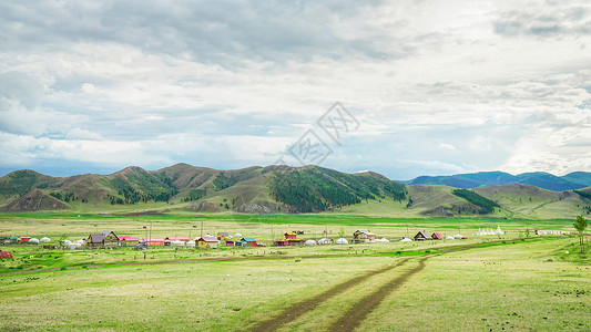 蒙古国草原道路背景图片