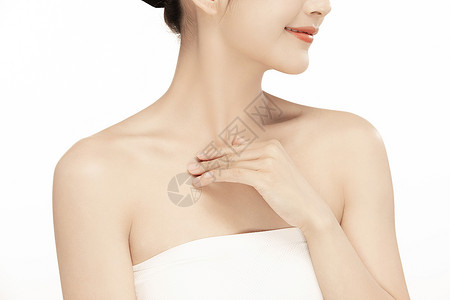 颈部美容女性美容护肤保养背景