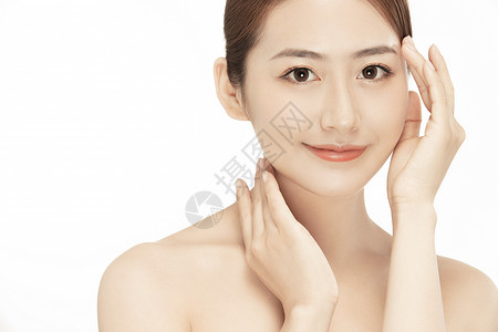 女性美容护肤保养局部特写中国人高清图片素材