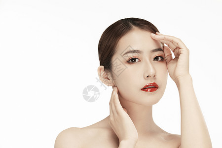 女性面部美容护肤保养特写中国人高清图片素材