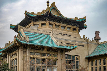 武汉大学樱顶老图书馆建筑老建筑高清图片素材