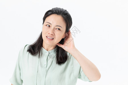 中年女性听力问题高清图片
