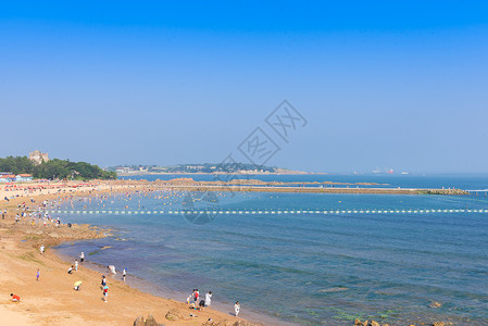 青岛第二海水浴场夏季风光山东高清图片素材