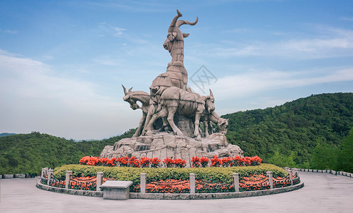 广州代表景点五羊雕塑背景图片