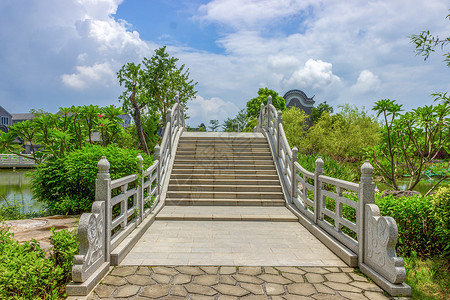 ps园石素材贵港园白玉桥背景