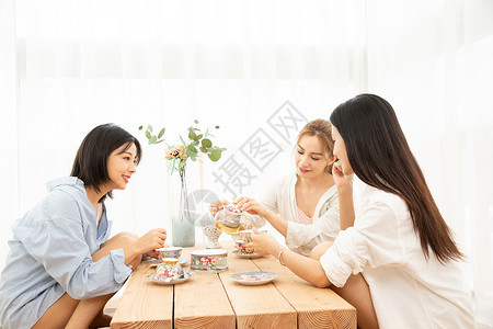 一起出街姐妹居家闺蜜一起喝下午茶背景