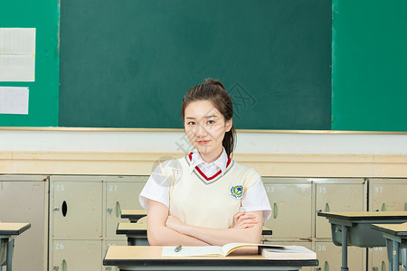 清纯高中少女活力可爱形象背景图片