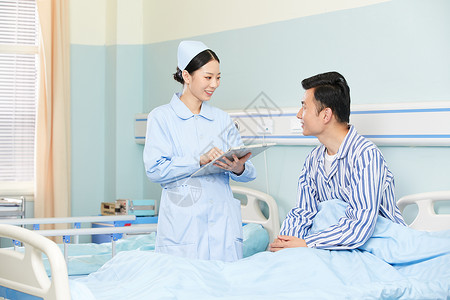 护士咨询病人身体情况专业高清图片素材