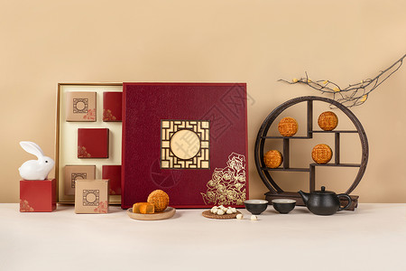 中秋月饼礼盒背景图片
