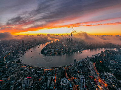 上海日出火烧云高清图片