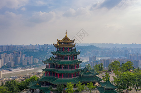 鸿恩寺重庆地标建筑鸿恩阁背景