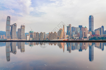 风景网红素材重庆嘉陵江天际线倒影背景