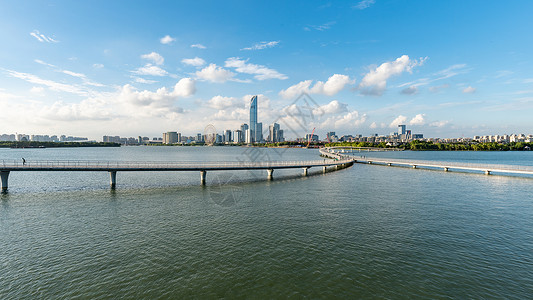 苏州国金中心苏州金鸡湖人字桥背景