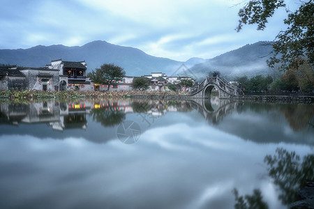 宏村风景安徽宏村古风建筑风光背景