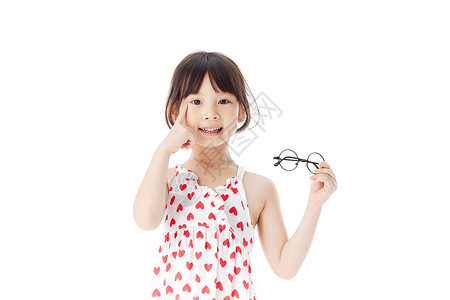 视力的小女孩预防近视背景