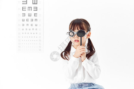 小清新小女孩测视力图片素材