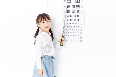 中国爱眼日可爱小女孩指视力表背景