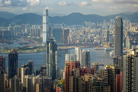 香港太平山顶风光摩天大楼高清图片素材