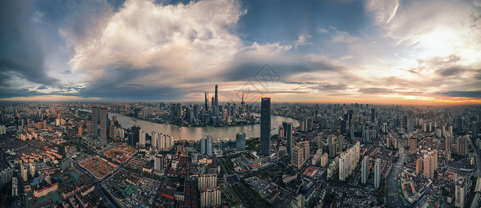 上海夜空中云上海陆家嘴全景背景