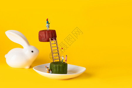 中秋节月饼创意小人高清图片