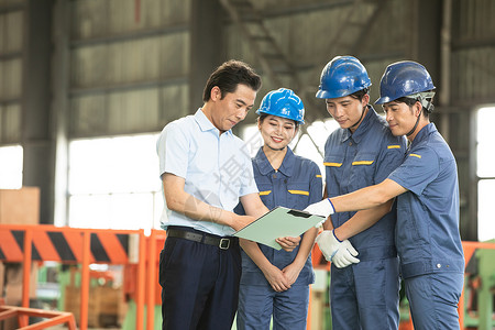 领导形象国企工人工程师和领导交谈背景