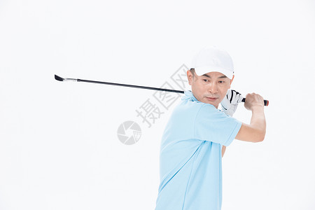 中年人男性高尔夫球挥杆运动背景图片