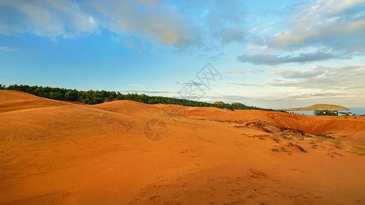 沙漠大海越南美奈红沙丘背景