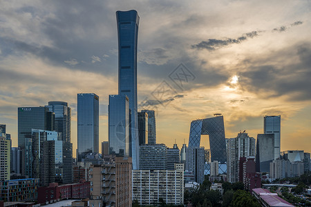 日落北京国贸大楼科技北京高清图片素材